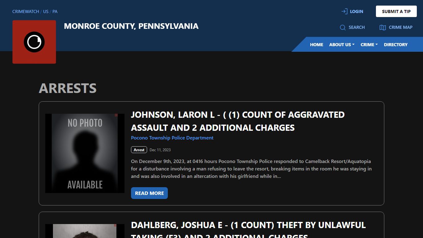 Arrests for Monroe County, Pennsylvania | CRIMEWATCH